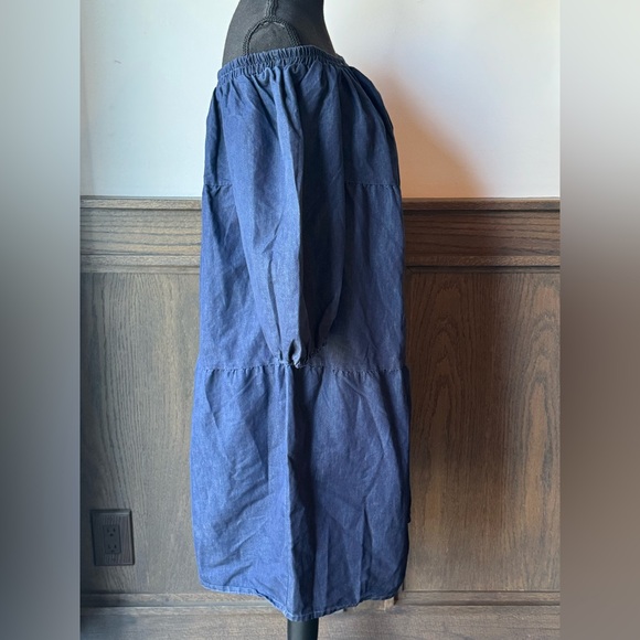 Eighty Eight Premium Dress Chambray Off-the-Shoulder Ruffle Sleeve Women's 2X - Picture 5 of 6